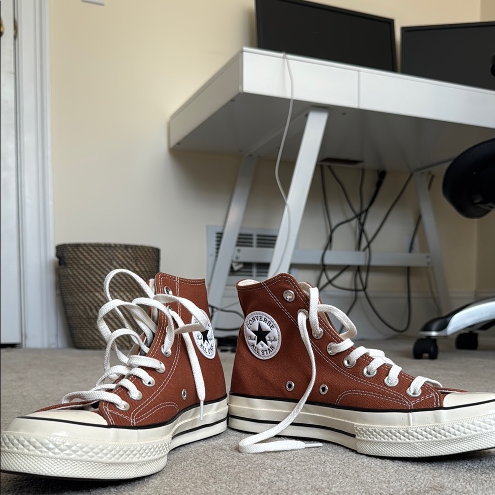 Converse High-Top Sneakers in Brown and White
